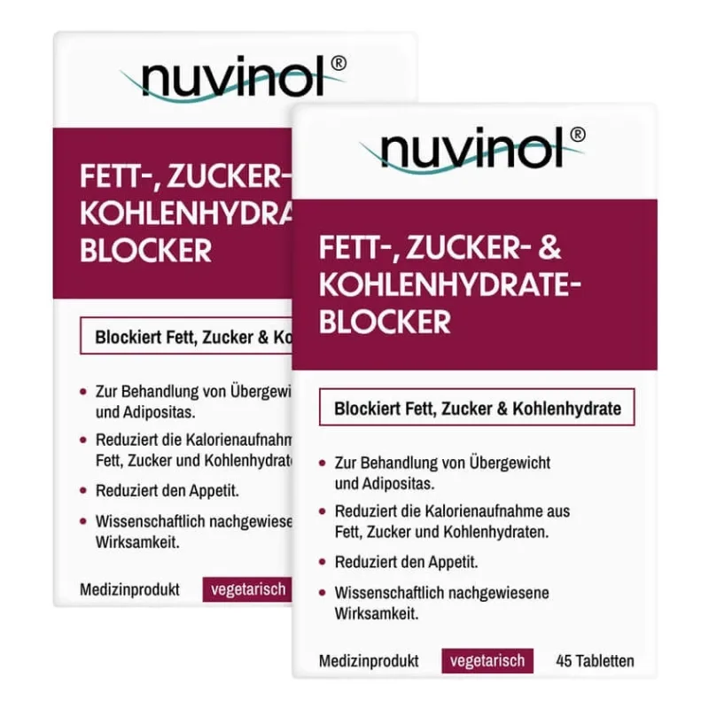 Pachet dublu de blocante de grăsimi nuvinol, 2 x 45 buc. — preț și oferte