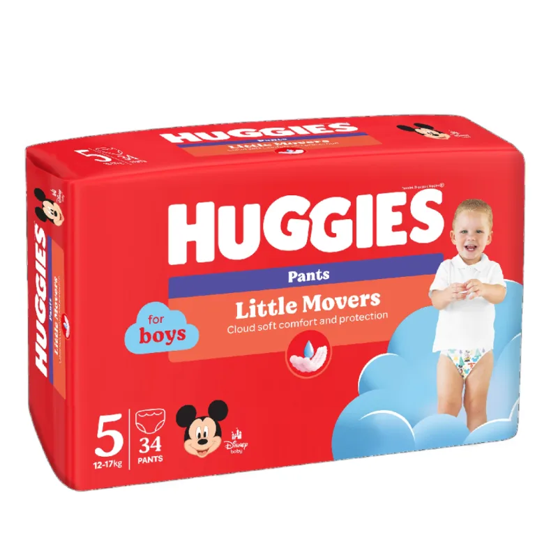 Scutece chilotel, Baieti, Marimea 5, 12-17 kg, 34 bucati, Huggies — preț și oferte