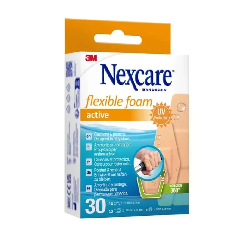 Nexcare Flexible Foam Active Strips, 3 mărimi asortate, 30 buc. — preț și oferte