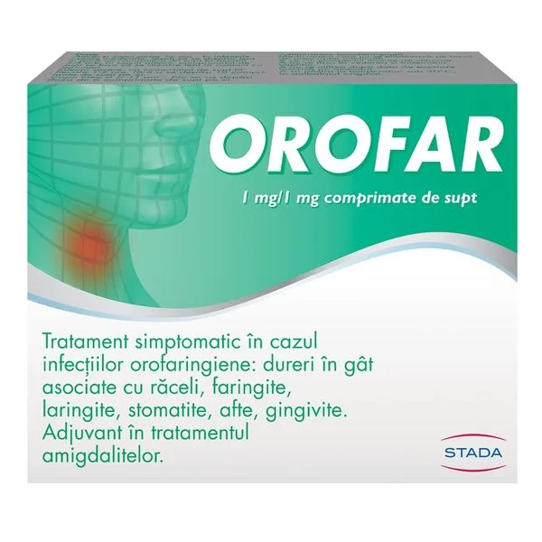 Orofar 1 mg/1 mg, Stada | 24 comprimate de supt STADA M&AMP D SRL — preț și oferte