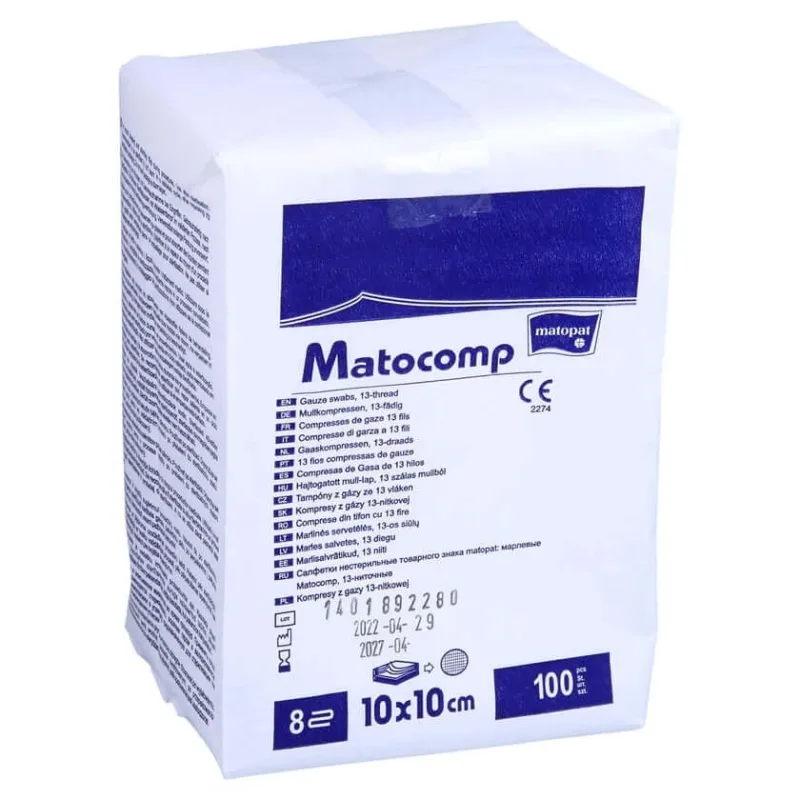 Compresele din tifon 10x10 cm, nealbite, cu 8 straturi, 13 fire, 100 buc. — preț și oferte