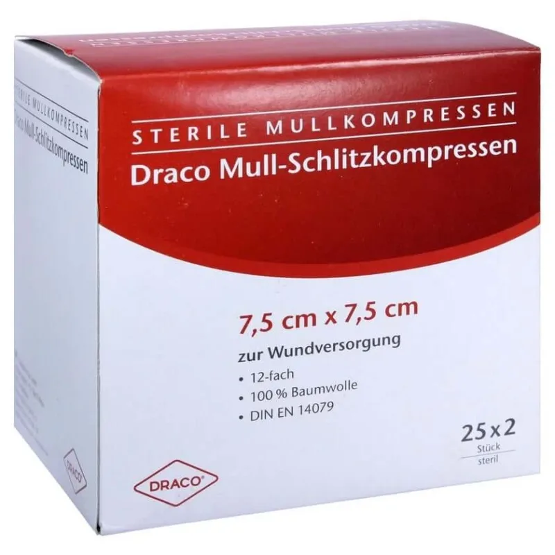 Compresele cu fante din tifon, 7,5 x 7,5 cm, sterile, 25 x 2 buc. — preț și oferte