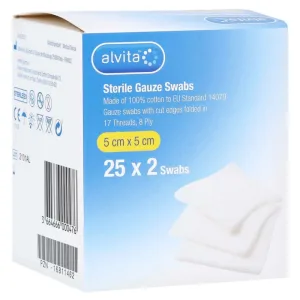 Comprese de tifon Alvita sterile 5x5 cm 25X2 buc