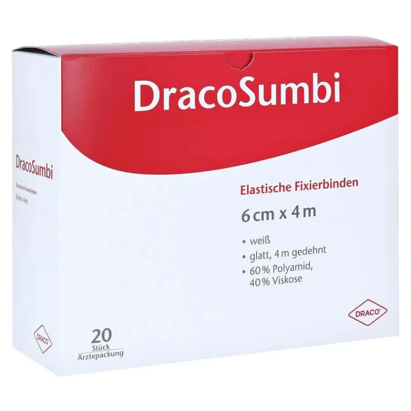 Bandă de fixare Dracosumbi, 6 cm x 4 m, albă, 20 bucăți — preț și oferte