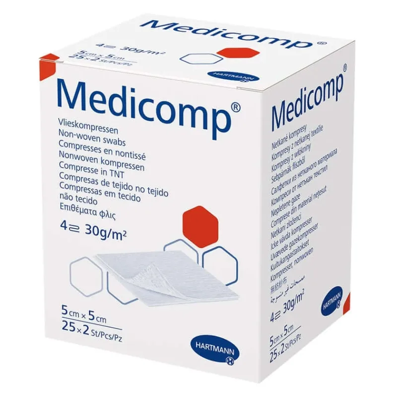 Medicomp Compresă din tifon sterilă 5x5 cm, cu 4 straturi, 25 x 2 buc. — preț și oferte