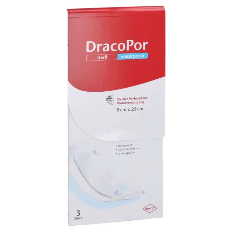 Pansament impermeabil Dracopor 9 x 25 cm, steril, 3 bucăți — preț și oferte