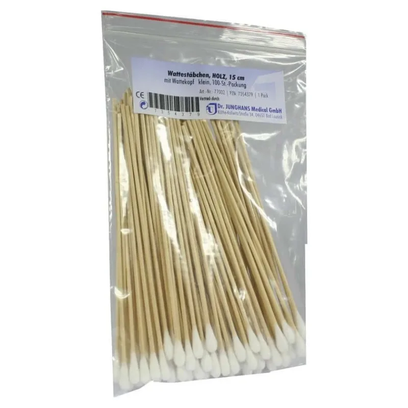 Bețișoare de urechi din lemn, 15 cm, cu vârf de vată, 100 buc. — preț și oferte