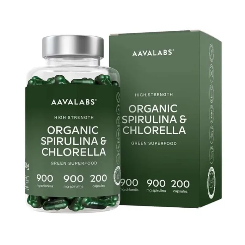 Aavalabs Alge Spirulina & Chlorella Bio, 200 de capsule, 200 buc. — preț și oferte