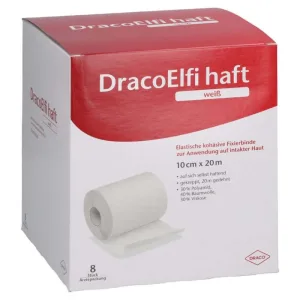 Dracoelfi Bandă elastică de fixare 10 cm x 20 m, albă, 8 bucăți