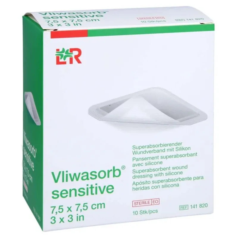 Vliwasorb Sensitive 7,5 x 7,5 cm, superabsorbant, 10 bucăți — preț și oferte