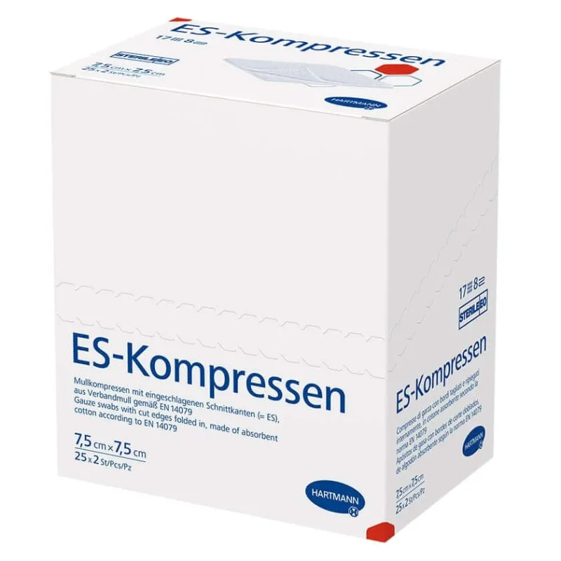 ES Comprese de tifon sterile 7,5 x 7,5 cm, 17 fire, 8 straturi 25X2 buc. — preț și oferte