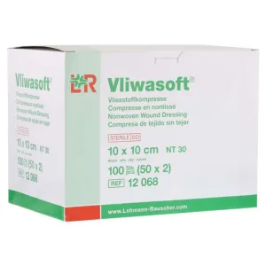 Compresele din material nețesut Vliwasoft, 10 x 10 cm, cu 6 straturi, sterile, 50 x 2 buc.