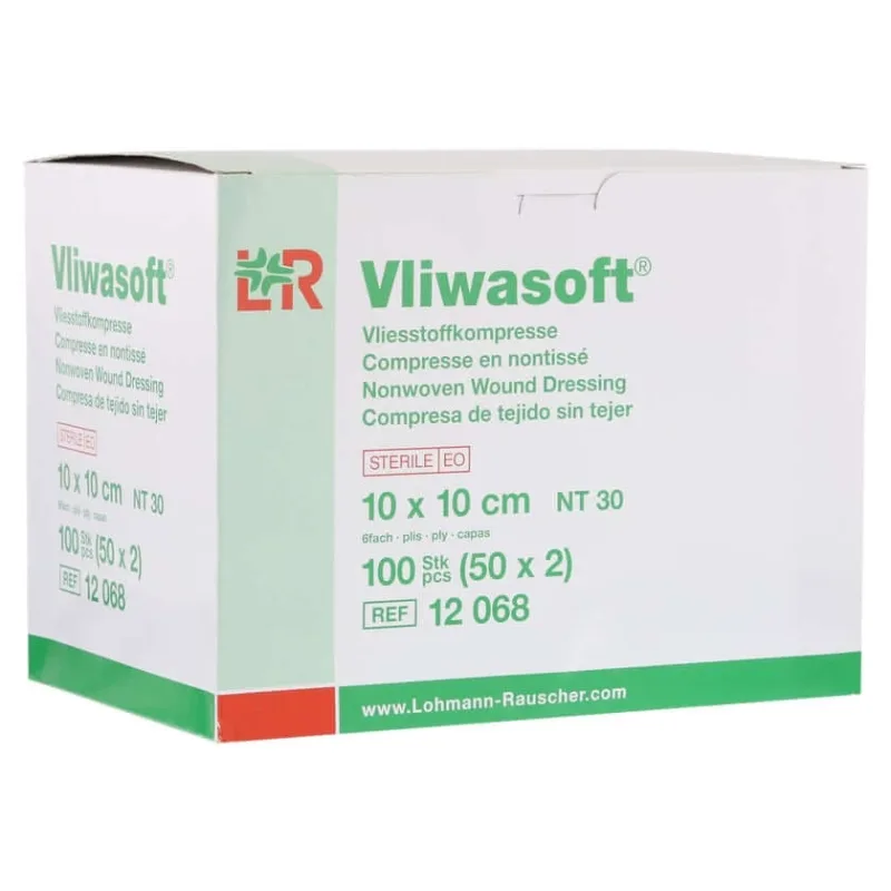 Compresele din material nețesut Vliwasoft, 10 x 10 cm, cu 6 straturi, sterile, 50 x 2 buc. — preț și oferte