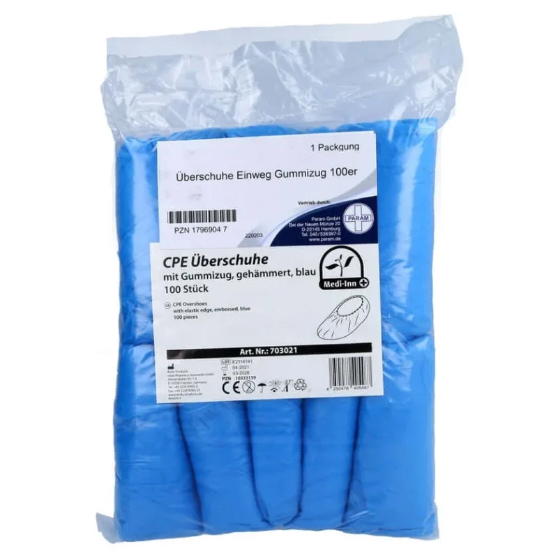 Cizme de protecție de unică folosință din CPE, cu elastic, albastre, 100 buc. — preț și oferte