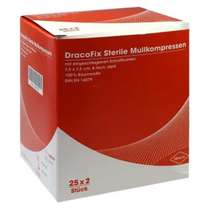 Compresele Dracofix PEEL sterile, 7,5 x 7,5 cm, cu 8 straturi, 25 x 2 buc.