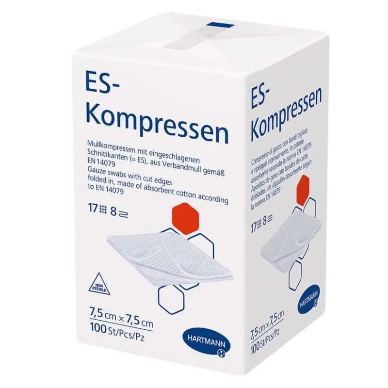 Hartmann ES Compresele de tifon nesterile 7,5 x 7,5 cm, cu 17 fire, 8 straturi, 100 buc. — preț și oferte