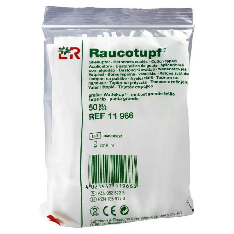 Raucotupf stick swab mare cap de vată de bumbac 50 buc — preț și oferte