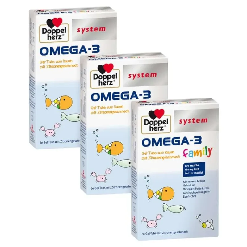 DH system Omega-3 Family Capsule gel cu aromă de lămâie 3 x 60 buc. — preț și oferte