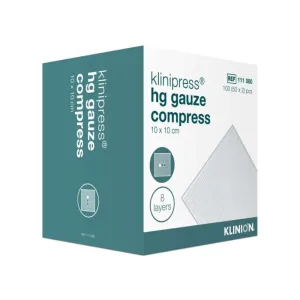 Klinipress hg Compresă de tifon 10x10 cm 8l 2X50 buc