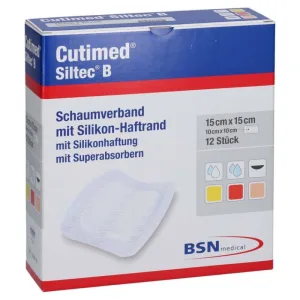 Cutimed Siltec B bandaj spumă 15x15 Cm cu adeziv 12 buc.