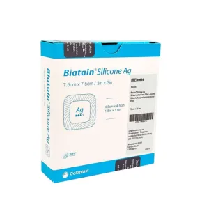 Biatain silicon Ag spumă pansament 7.5x7.5 Cm 5 buc