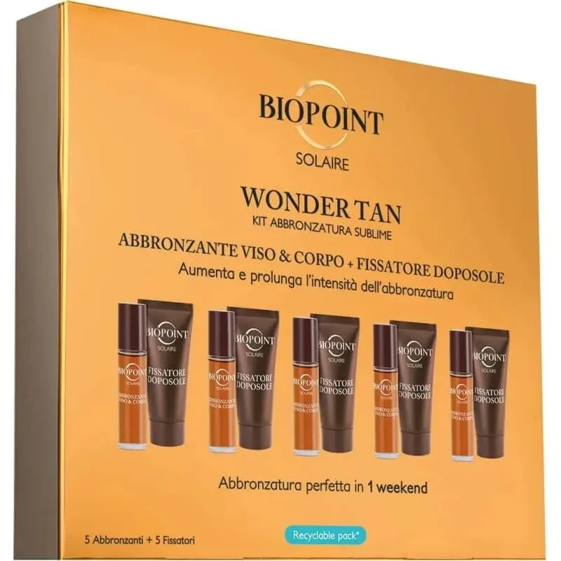 Biopoint Kit Wonder Tan – 5 produse de bronzare pentru față și corp cu SPF 6 + 5 produse de fixare post-expunere — preț și oferte