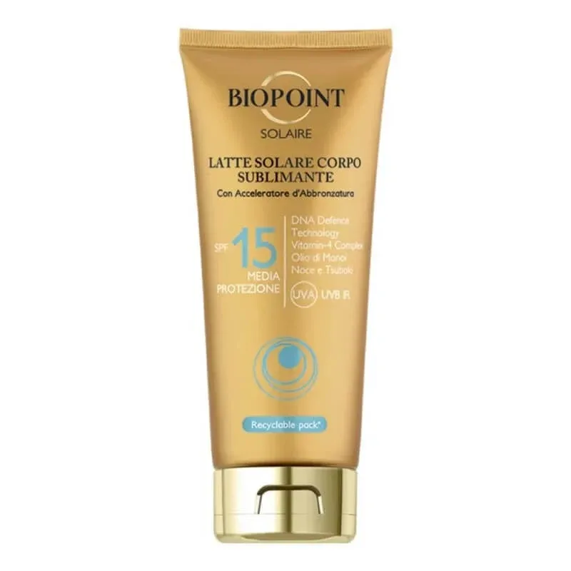Biopoint Cremă solară SPF 15, lapte solar pentru corp, protecție medie, 200 ml — preț și oferte