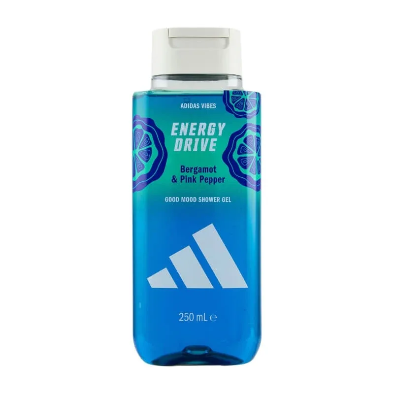Adidas Vibes Energy Drive – gel de duș energizant cu bergamotă și piper roz, 250 ml — preț și oferte