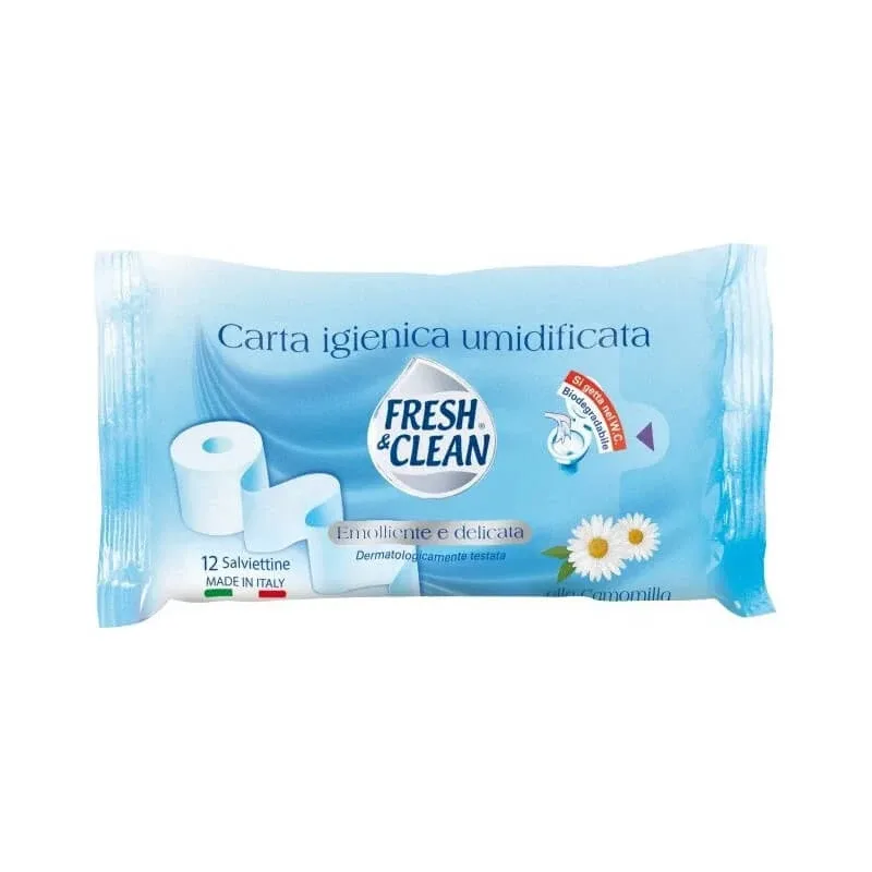 Fresh &amp; clean șervețele umede pentru igienă personală – 12 șervețele emoliente și delicate — preț și oferte