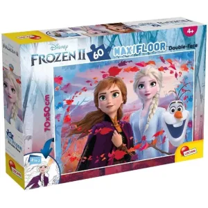 Lisciani Disney Frozen II – puzzle de 60 de piese, cu două fețe, cu partea din spate de colorat