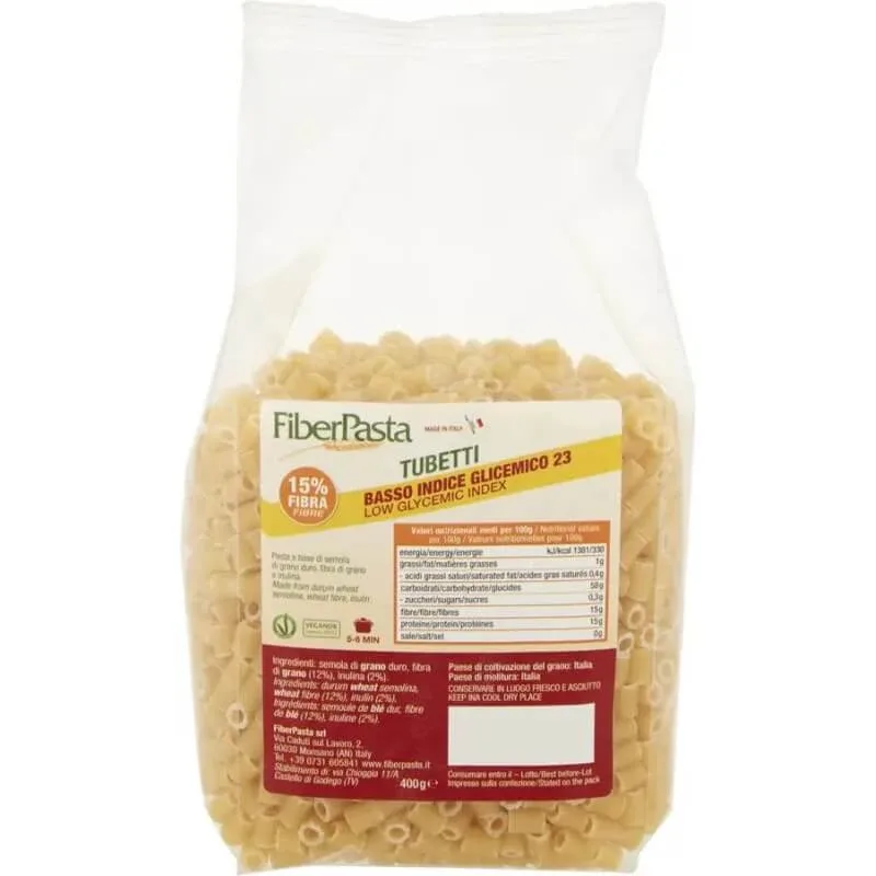 Fiberpasta Tubetti – paste cu indice glicemic scăzut, 400 g — preț și oferte