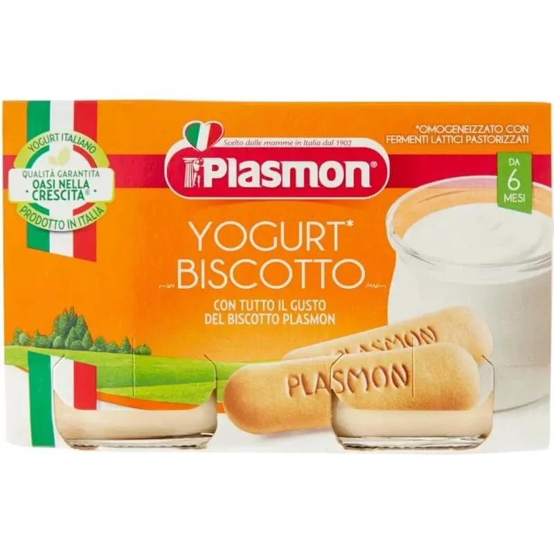 Plasmon iaurt omogenizat cu biscuiți, 120 g x 2 bucăți — preț și oferte