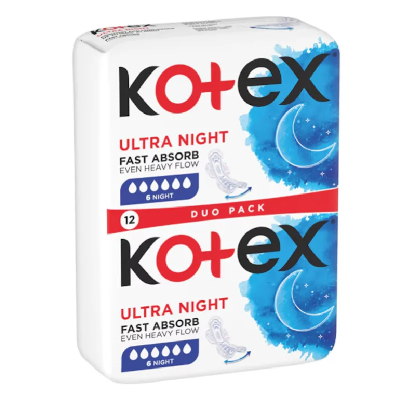 Absorbante Ultra Night, 12 bucati, Kotex — preț și oferte