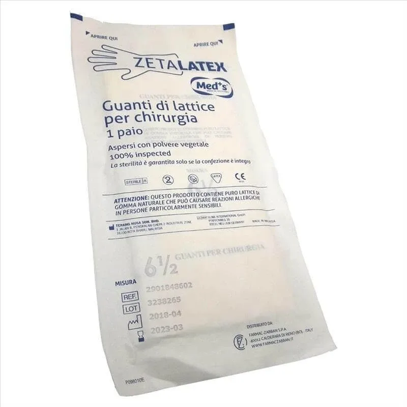 Med’s Zetalatex – mănușă chirurgicală din latex cu pudră vegetală, mărimea 6,5 — preț și oferte