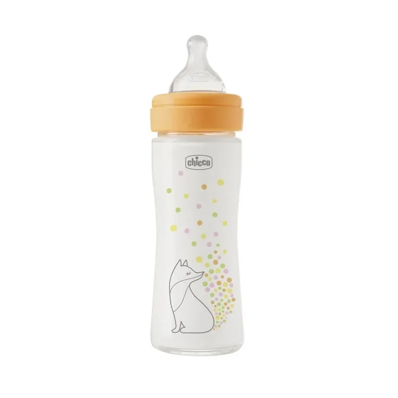 Chicco Perfect Easy – biberon din sticlă anti-colici, cu tetină din silicon Physio 0m+, debit lent, 240 ml — preț și oferte