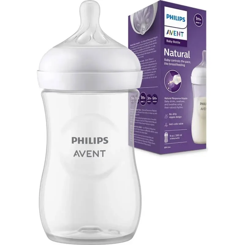 Avent Natural Response – biberon de 260 ml, debitul 3 – transparent — preț și oferte