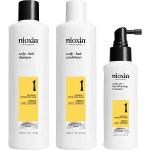 Set Nioxin System 1 – trusă pentru volum: șampon 300 ml + balsam 300 ml + tratament 100 ml