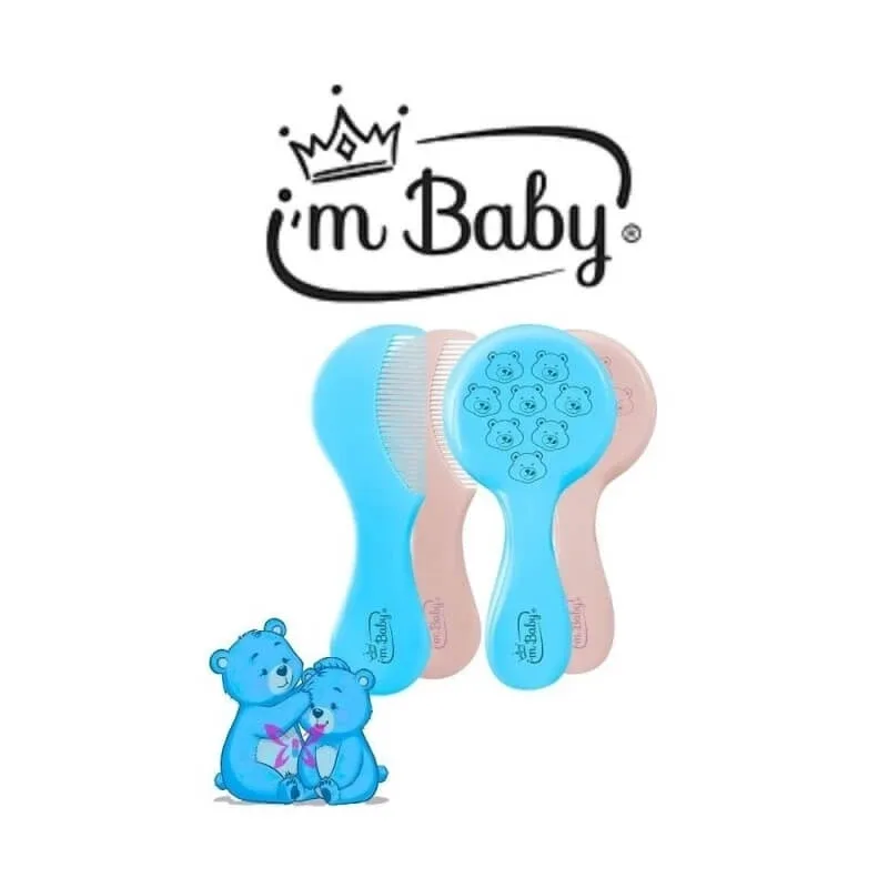 I’m baby Set de perie cu peri din lână și pieptene pentru nou-născuți 0 luni+, culori asortate — preț și oferte