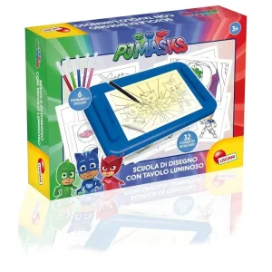 Lisciani Pj Masks Școala de desen – masă luminoasă pentru desenat și calcat, cu 32 de fișe, 16 foi și 6 markere, format A4