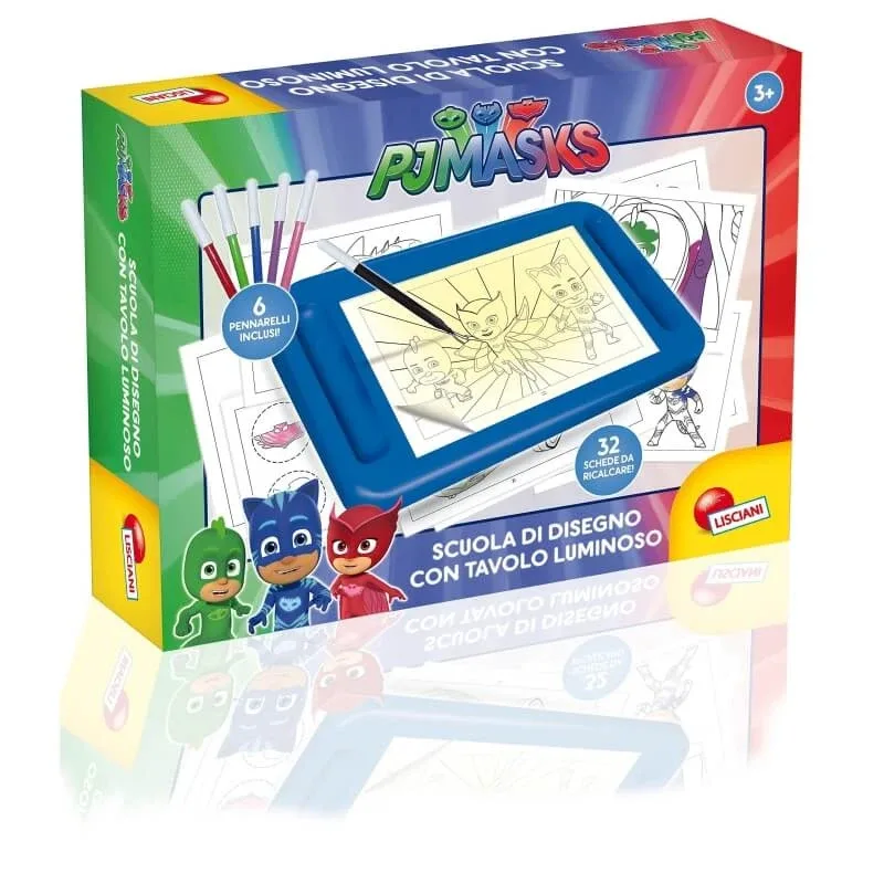 Lisciani Pj Masks Școala de desen – masă luminoasă pentru desenat și calcat, cu 32 de fișe, 16 foi și 6 markere, format A4 — preț și oferte