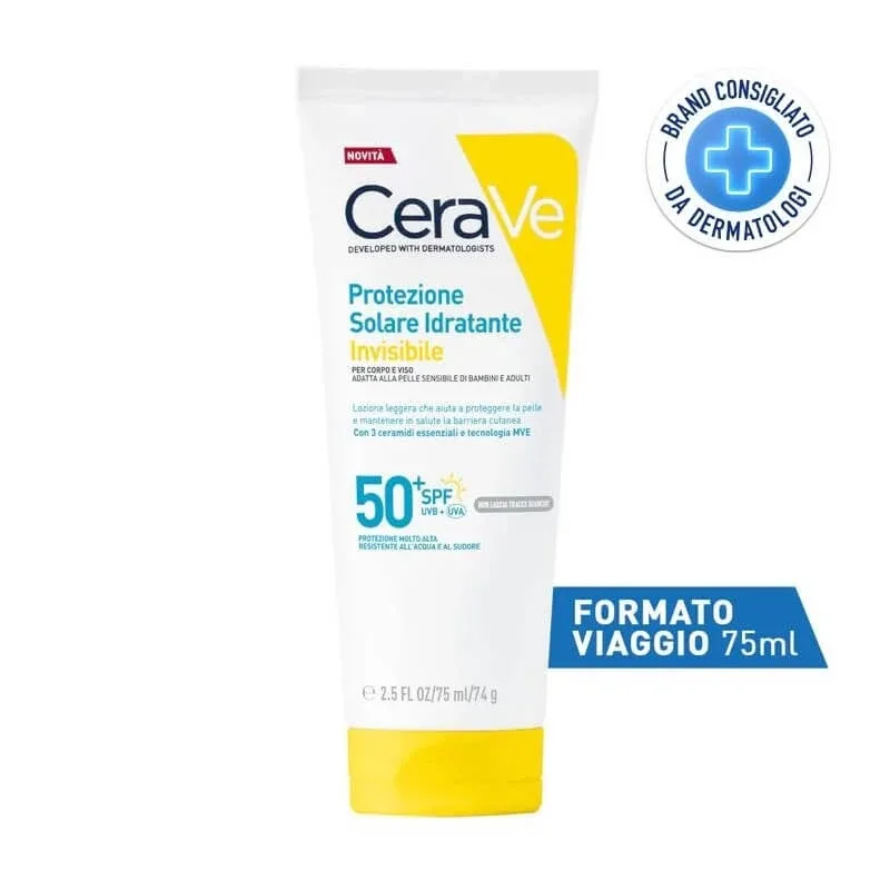 Cerave cremă de protecție solară SPF 50+, hidratantă, invizibilă, protecție foarte ridicată, 75 ml — preț și oferte