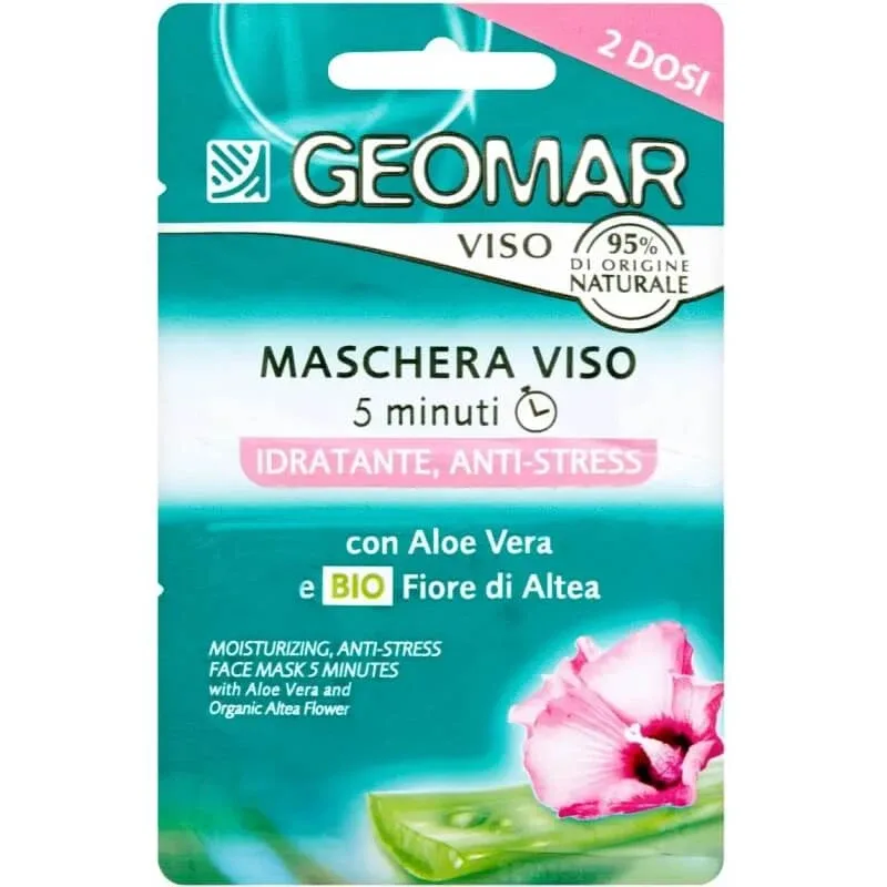 Geomar Mască de față 5 minute – hidratantă și antistres, cu floare de nalbă organică și aloe vera, 2 doze a câte 15 ml — preț și oferte