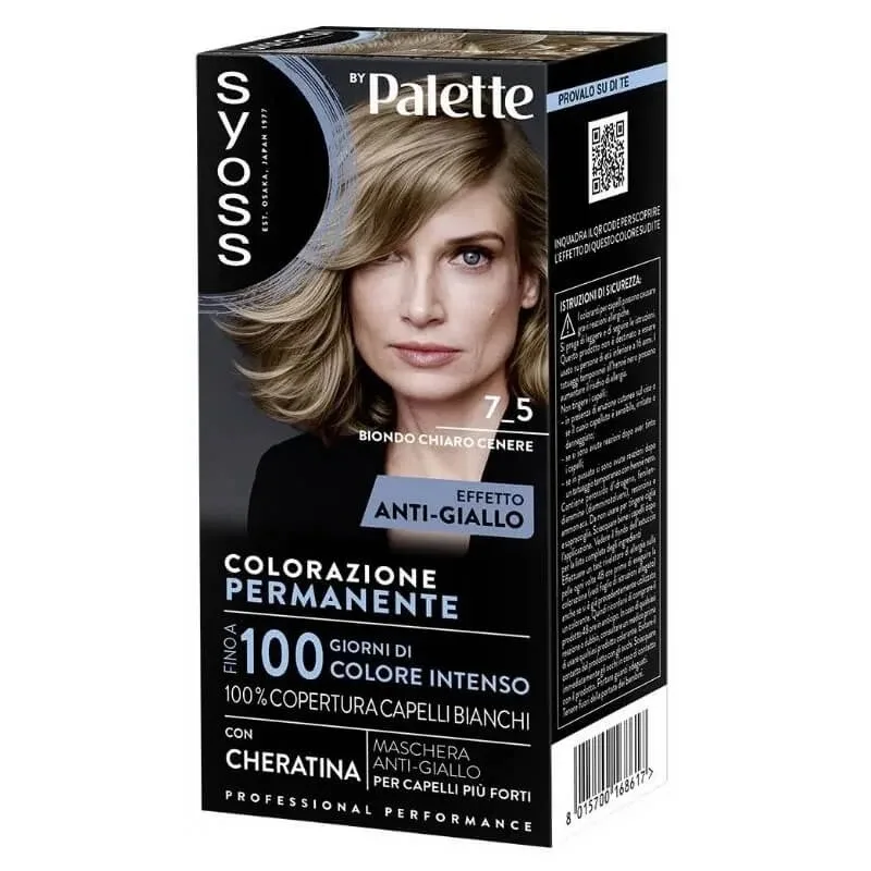 Paleta Syoss – vopsire permanentă 7-5 blond deschis cenușiu — preț și oferte
