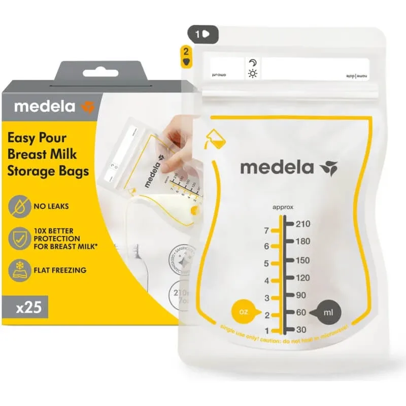 Medela Easy pour – 25 de pungi pentru păstrarea laptelui matern — preț și oferte