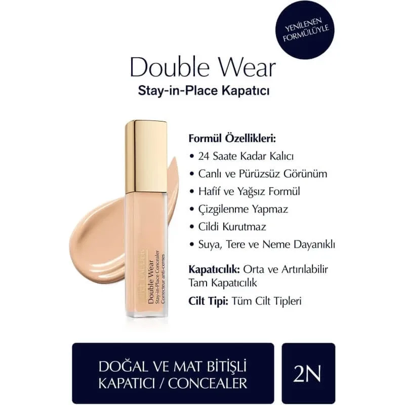 Estee Lauder Double Wear Stay-in-Place Concealer – corector fluid nr. 2N, nuanța light medium — preț și oferte