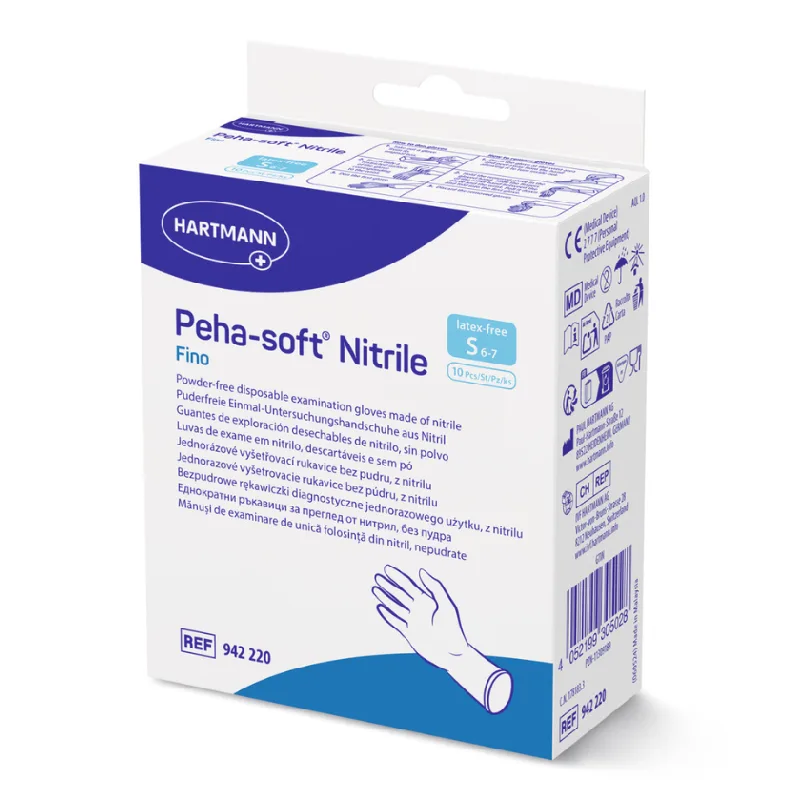 Manusi Albastre Nitrile Fino Peha Soft, Marimea S, 10 bucati, Hartmann — preț și oferte
