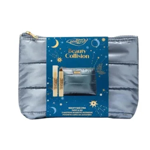 Puro Bio Beauty Collision – ruj creion „Twist & Go” nr. 503 nisip roz + nr. 505 roșu zmeură + trusă de cosmetice