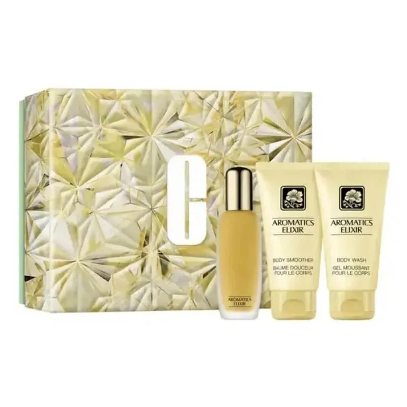 Clinique set Aromatics Elixir - EDP 45 ml + cremă de corp 75 ml + gel de duș 75 ml — preț și oferte