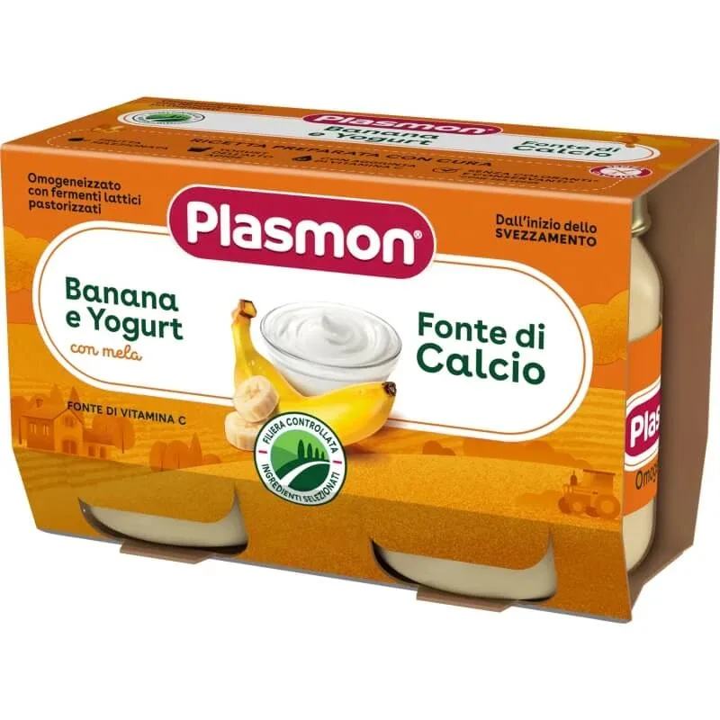 Plasmon iaurt omogenizat cu banană, 120 g x 2 bucăți — preț și oferte