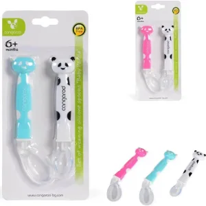 Cangaroo Baby panda - 2 lingurițe din silicon - albastru